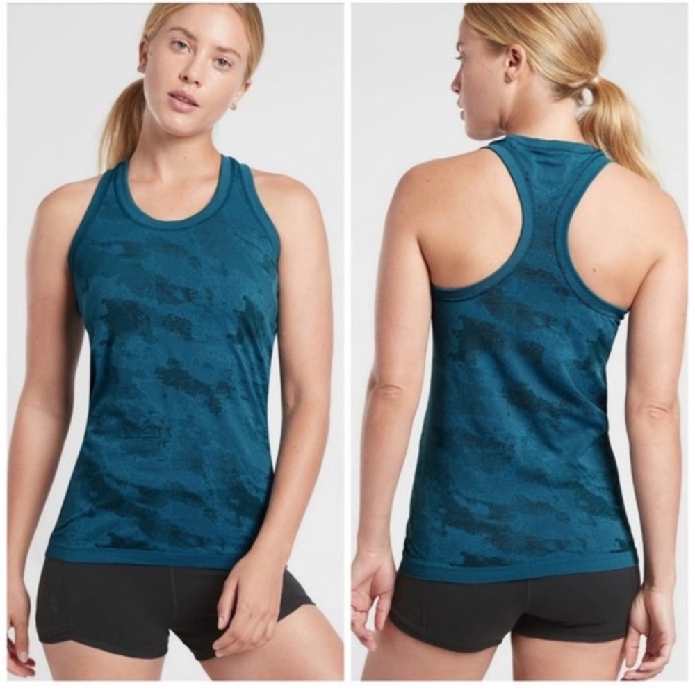 Athleta Momentum Camo Tank Dark Surf Teal Size Medium